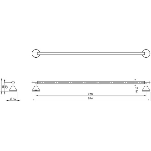 Ivy 750mm Single Bar Brass Towel Rail Temple Webster